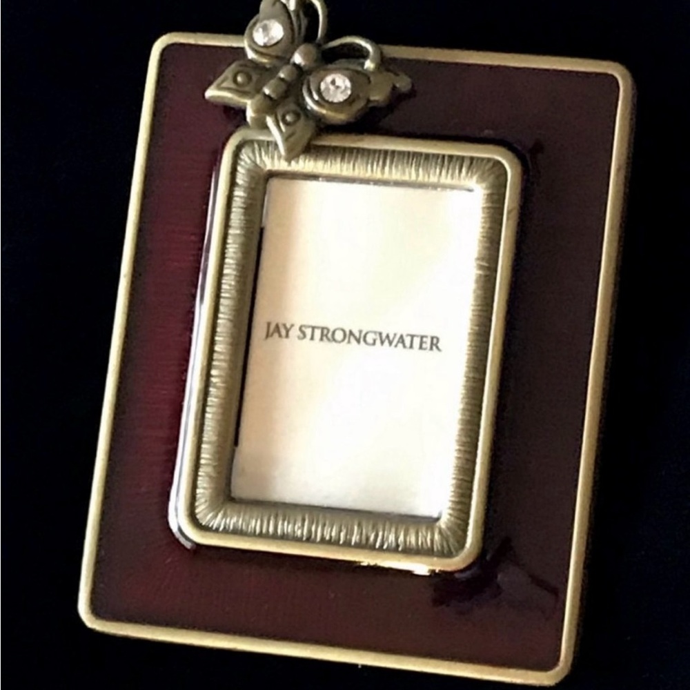Jay Strongwater Red and Gold Frame with Butterfly Accent. New with dustbag
